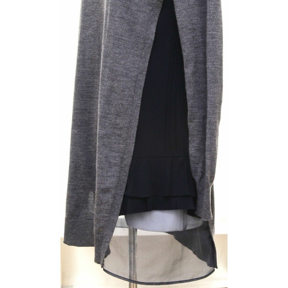 Miu Miu Grey Wool Tunic Sweater Knit Top Navy Sil… - image 6